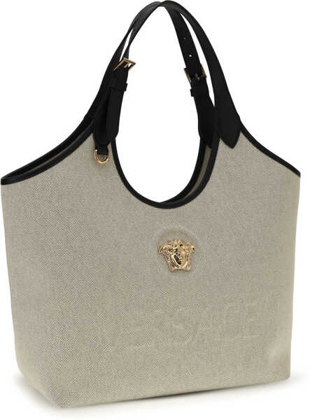 Genti de umar Versace Tote Fabric Calf Leather ROPE BLACK VERSACE GOLD Femei (BM 19727963) 2