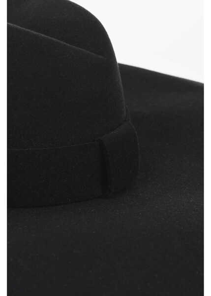 Caciuli Balmain Solid Color Rabbit Felt Floppy Hat Black Femei (BM 19728116) 2