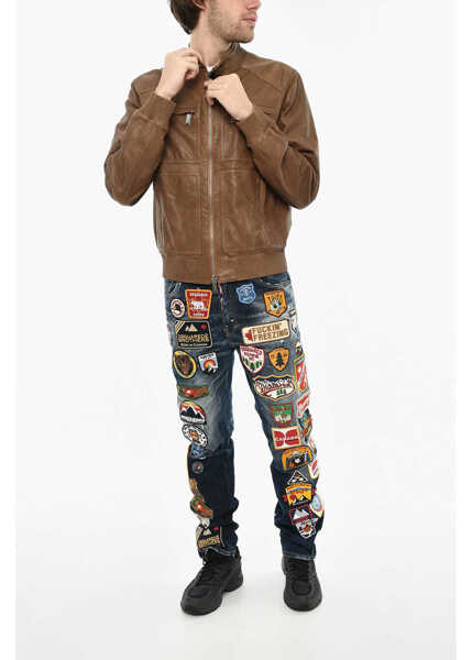 Geci de piele DSQUARED2 Leather Utility Jacket Green Barbati (BM 19728119) 4