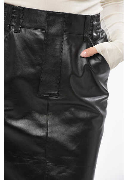 Fuste casual Saint Laurent 4 Pockets Leather Longuette Black Femei (BM 19728122) 3