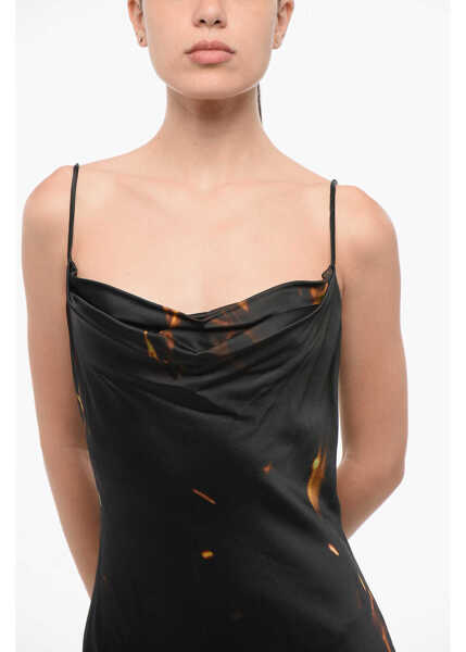 Rochii lungi Balmain Satin Long Dress With Flames Print Orange Femei (BM 19728128) 3