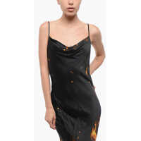 Rochii lungi Satin Long Dress With Flames Print Femei