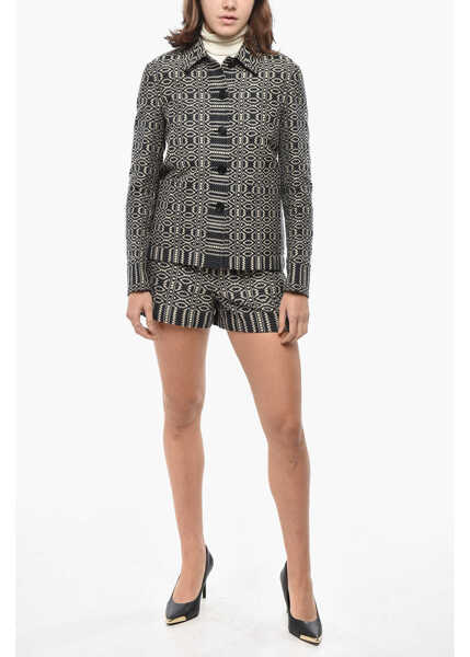 Sacouri Dior Macram Cotton Blend Regina Blazer Black & White Femei (BM 19728131) 4