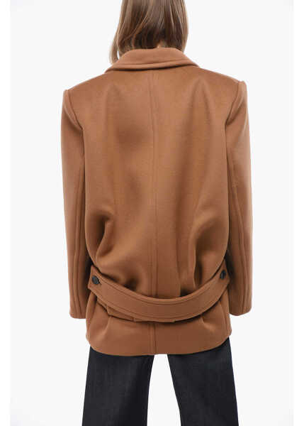 Paltoane Saint Laurent Wool Coat With Martingale Brown Femei (BM 19728134) 2