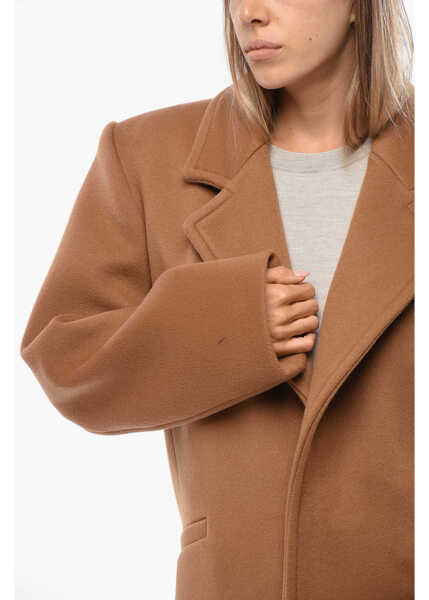 Paltoane Saint Laurent Wool Coat With Martingale Brown Femei (BM 19728134) 3