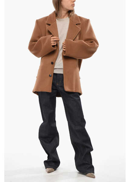 Paltoane Saint Laurent Wool Coat With Martingale Brown Femei (BM 19728134) 4