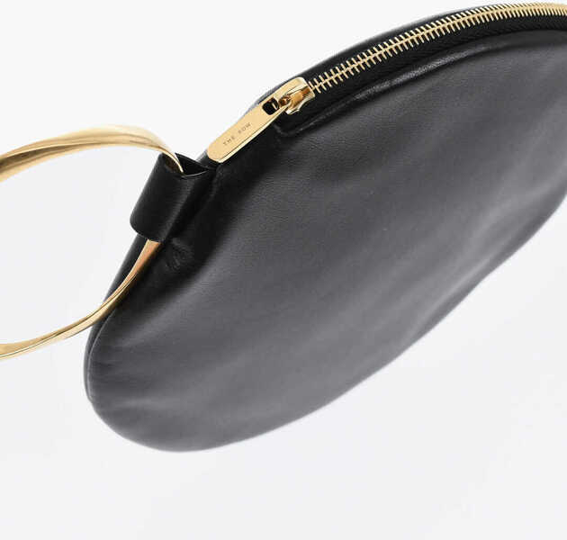 Genti plic THE ROW Leather Round Wrist Bag With Zipped Closure Black Femei (BM 19728158) 2
