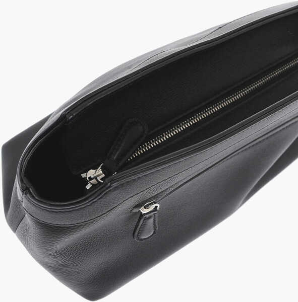 Genti de mana THE ROW Textured Leather Terrasse Pouch With Zipped Closure Black Femei (BM 19728182) 3