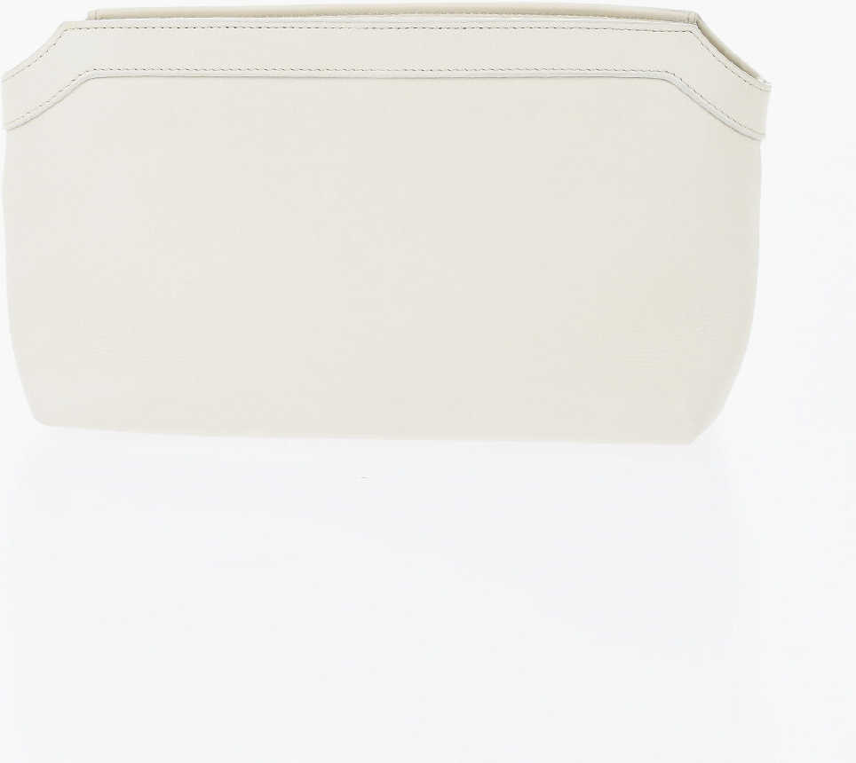 Genti de mana THE ROW Textured Leather Terrasse Pouch With Zipped Closure White Femei (BM 19728185) 3