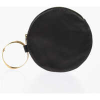 Genti plic Leather Round Wrist Bag With Zipped Closure Femei