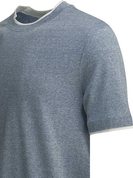Tricouri Brunello Cucinelli T-shirts Light blue Barbati (BM 19728510) 4
