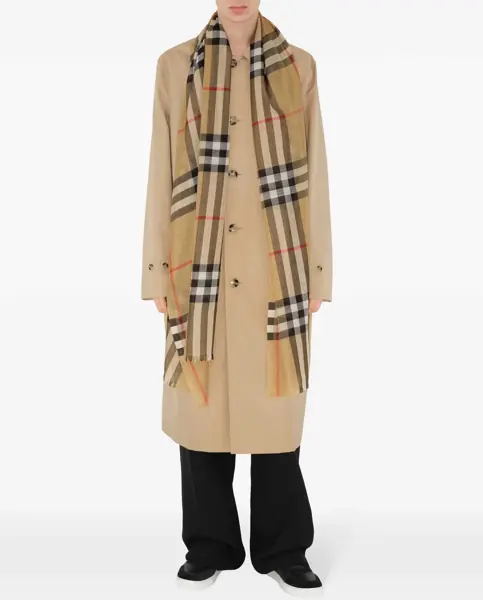 Esarfe Burberry Check Wool And Silk Scarf BEIGE Femei (BM 19728668) 3