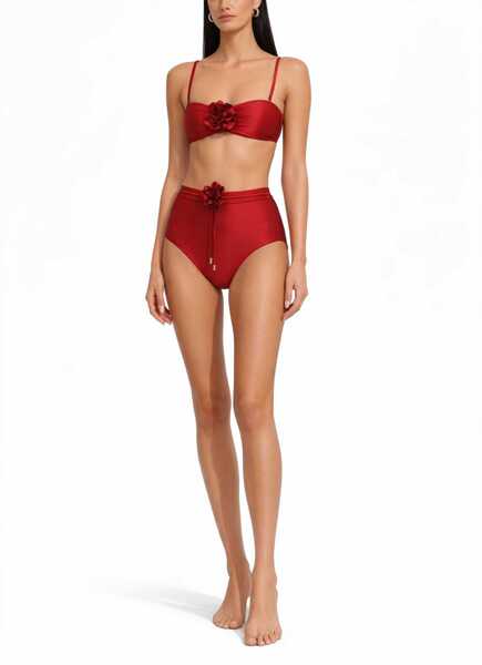 Costume de baie intregi ZIMMERMANN High Waist Bikini Bottom With Flower RED Femei (BM 19728794) 2