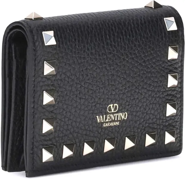 Portofele Valentino Garavani FLAP FRENCH WALLET  ROCKSTUD  VITELLO NERO Femei (BM 19729196) 2