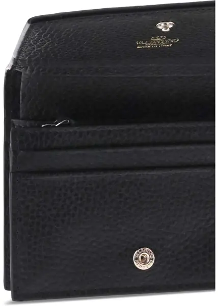 Portofele Valentino Garavani FLAP FRENCH WALLET  ROCKSTUD  VITELLO NERO Femei (BM 19729196) 3
