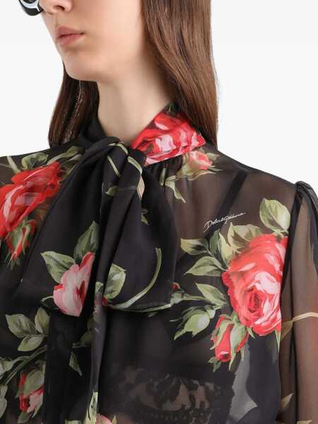 Bluze Dolce & Gabbana Rose Bouquet Print Top BLACK Femei (BM 19729415) 5