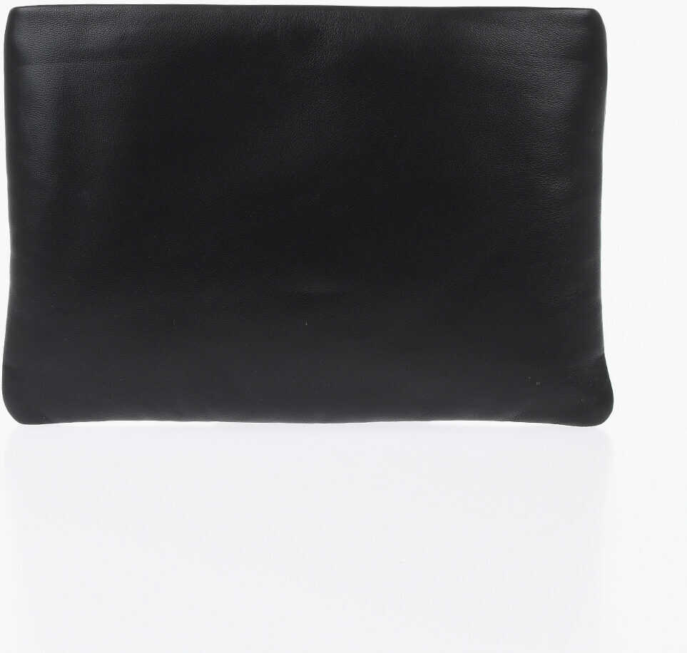 Genti de mana Saint Laurent Padded Leather Pouch With Ton On Ton Logo Black Barbati (BM 19729562) 2
