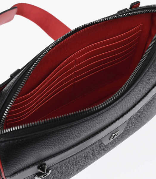 Genti tip postas Christian Louboutin Two-Tone Textured Leather Bag With Removable Strap Black Barbati (BM 19729571) 4