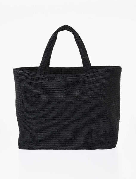 Genti de mana Saint Laurent Raffia Maxi Tote Bag With Ton On Ton Embossed Logo Black Barbati (BM 19729580) 3