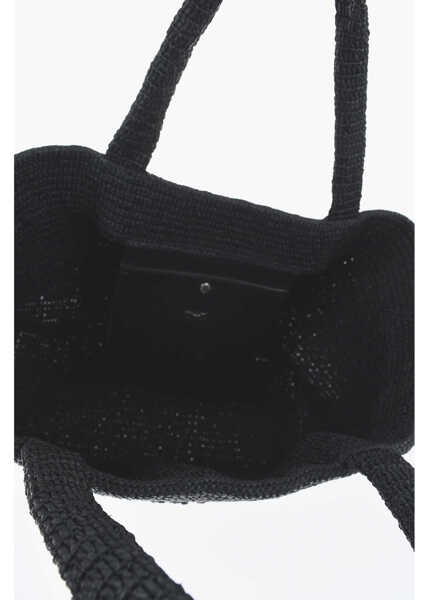 Genti de mana Saint Laurent Raffia Maxi Tote Bag With Ton On Ton Embossed Logo Black Barbati (BM 19729580) 4