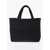 Saint Laurent Raffia Maxi Tote Bag With Ton On Ton Embossed Logo Black