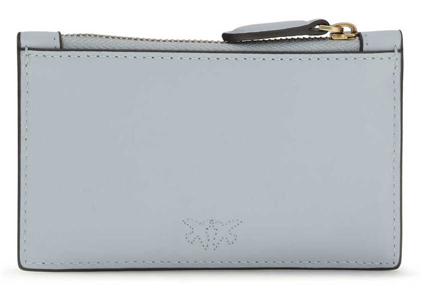 Portofele Pinko Leather Card Holder AZZURRO CELESTE-ANTIQUE GOLD Femei (BM 19729604) 2