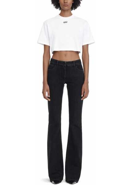 Tricouri Off-White Cropped T-Shirt With Logo WHITE Femei (BM 19729652) 2