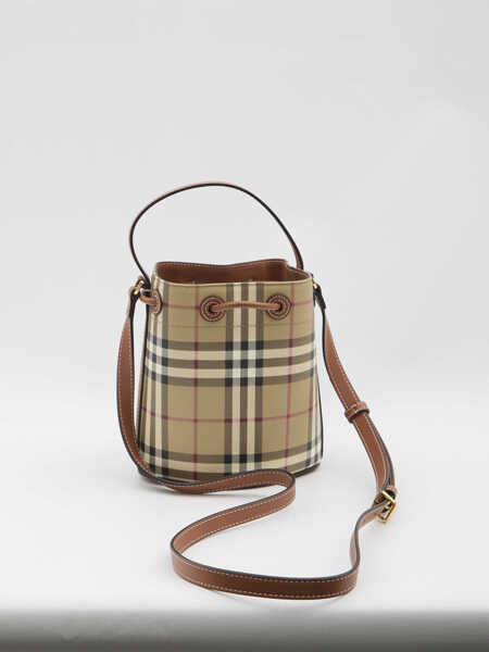 Genti tip postas Burberry Check Bucket Bag Mini BROWN Femei (BM 19729841) 2