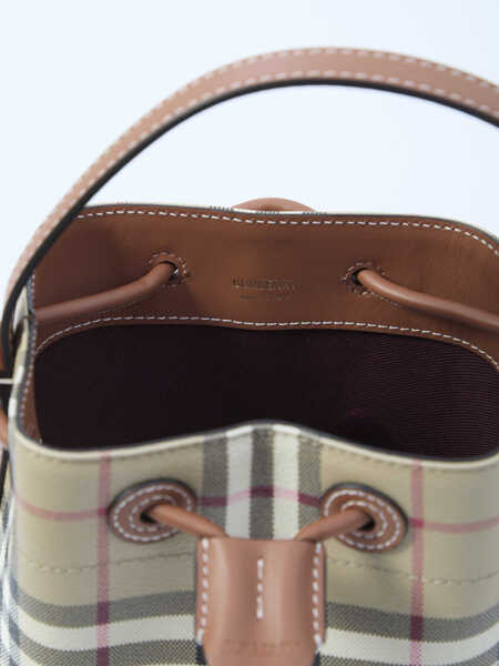Genti tip postas Burberry Check Bucket Bag Mini BROWN Femei (BM 19729841) 4