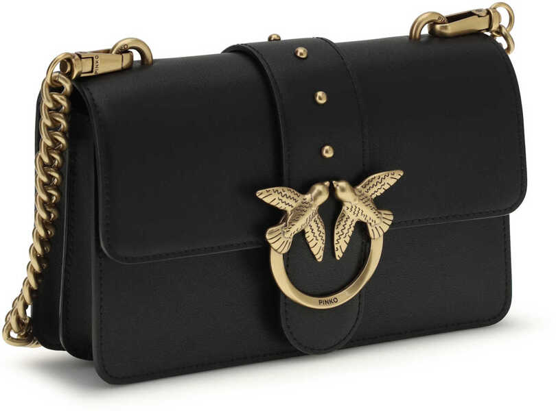 Genti de umar Pinko Love One small Shoulder Bag NERO-ANTIQUE GOLD Femei (BM 19729856) 2