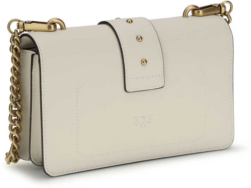 Genti de umar Pinko Love One small Shoulder Bag BIANCO SETA-ANTIQUE GOLD Femei (BM 19729868) 3