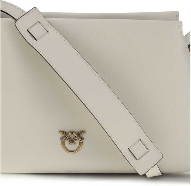 Genti de umar Pinko One Two Three mini Shoulder Bag BIANCO SETA-ANTIQUE GOLD Femei (BM 19729871) 4
