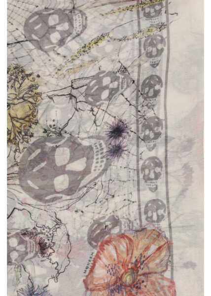 Esarfe Alexander McQueen Skull & Spider Floral Scarf IVORY/GREY Femei (BM 19729880) 3