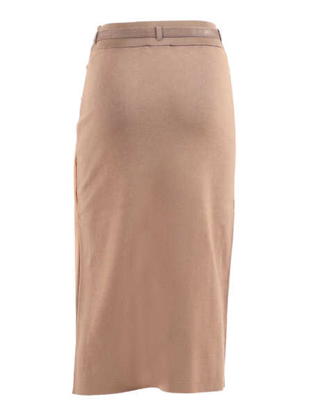 Fuste Elisabetta Franchi KNITTED SKIRT WITH BELT Beige Femei (BM 19729926) 2