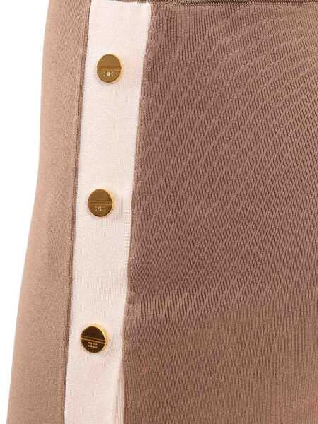 Fuste Elisabetta Franchi KNITTED SKIRT WITH BELT Beige Femei (BM 19729926) 3