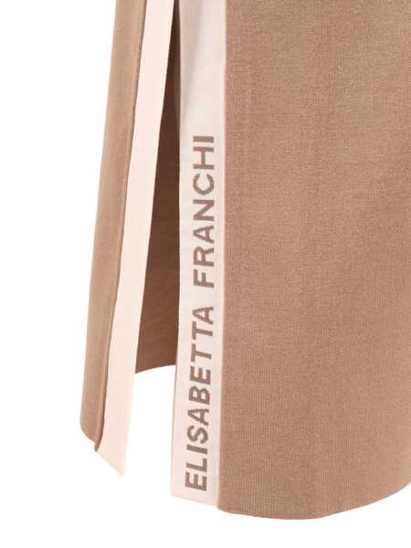 Fuste Elisabetta Franchi KNITTED SKIRT WITH BELT Beige Femei (BM 19729926) 4