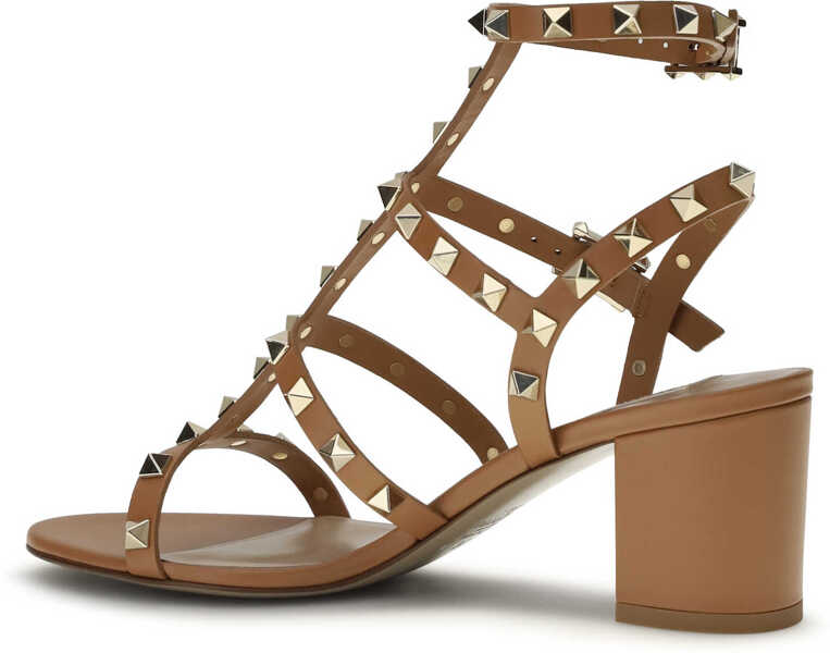 Sandale Valentino Garavani Leather Rockstud Sandals ALMOND BEIGE Femei (BM 19729991) 3