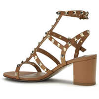 Sandale Valentino Garavani Dama - Sandale Valentino Garavani Leather Rockstud Sandals ALMOND BEIGE Femei (BM 19729991) - B-mall.ro