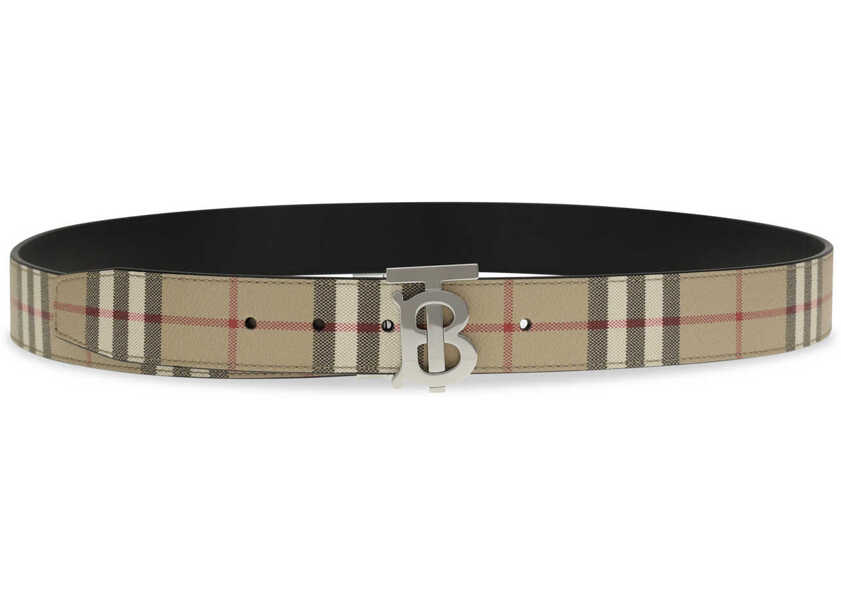 Curele Burberry TB reversible Check Belt ARCHIVE BEIGE/SILVER Barbati (BM 19730009) 2