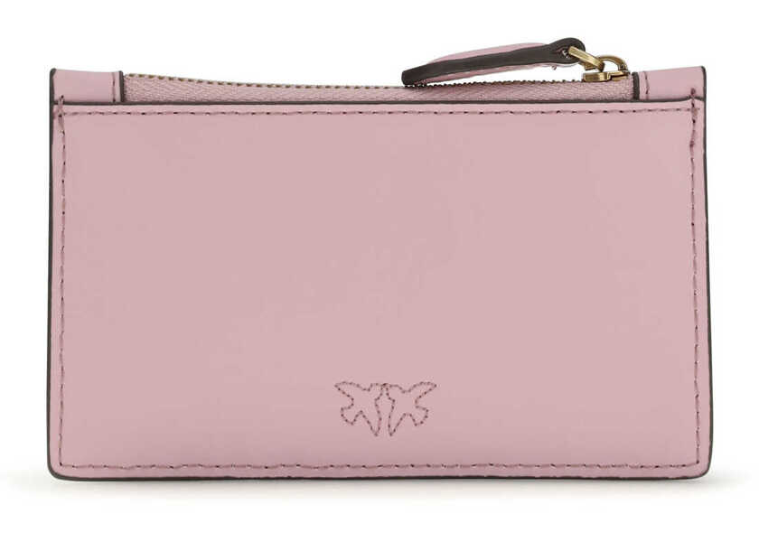 Portofele Pinko Leather Card Holder ROSA CHIARO-ANTIQUE GOLD Femei (BM 19730015) 2