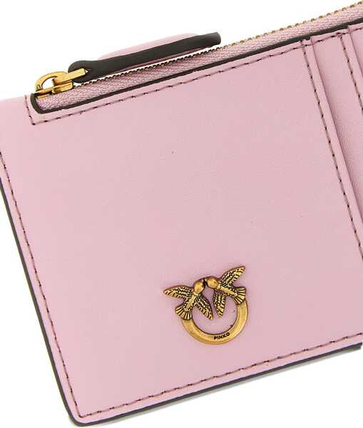 Portofele Pinko Leather Card Holder ROSA CHIARO-ANTIQUE GOLD Femei (BM 19730015) 3