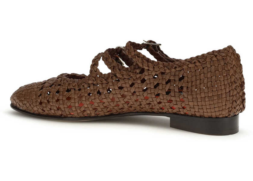 Balerini CAREL PARIS Woven leathe Mary Jane Ballerinas COGNAC Femei (BM 19730093) 3