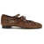 CAREL PARIS Woven leathe Mary Jane Ballerinas COGNAC