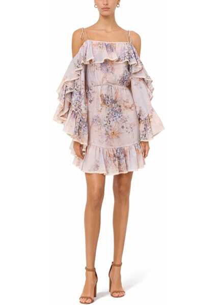 Rochii casual ZIMMERMANN Mini Dress With Ruffles Cascadian LILAC Femei (BM 19730243) 2