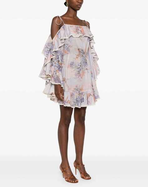 Rochii casual ZIMMERMANN Mini Dress With Ruffles Cascadian LILAC Femei (BM 19730243) 3