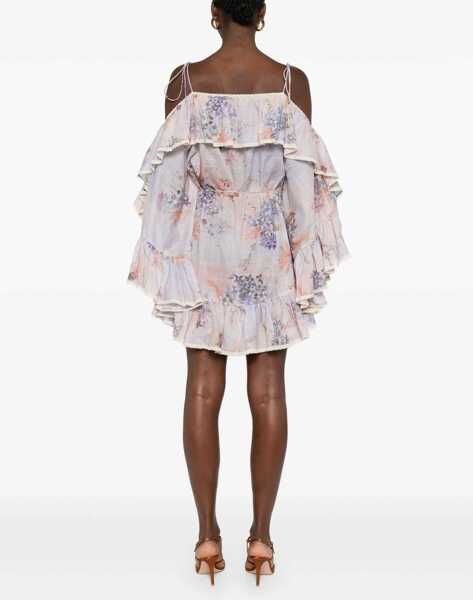 Rochii casual ZIMMERMANN Mini Dress With Ruffles Cascadian LILAC Femei (BM 19730243) 4