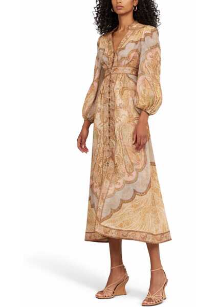Rochii casual ZIMMERMANN Wanderlust Low-Cut Midi Dress MULTICOLOUR Femei (BM 19730255) 2