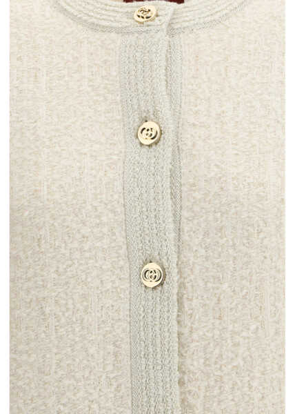Cardigane Gucci Boucl lam wool Cardigan IVORY/SILVER/MC Femei (BM 19730336) 3