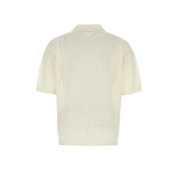 Tricouri Polo Prada Prada Silk Blend Polo Shirt White Barbati (BM 19731786) 2