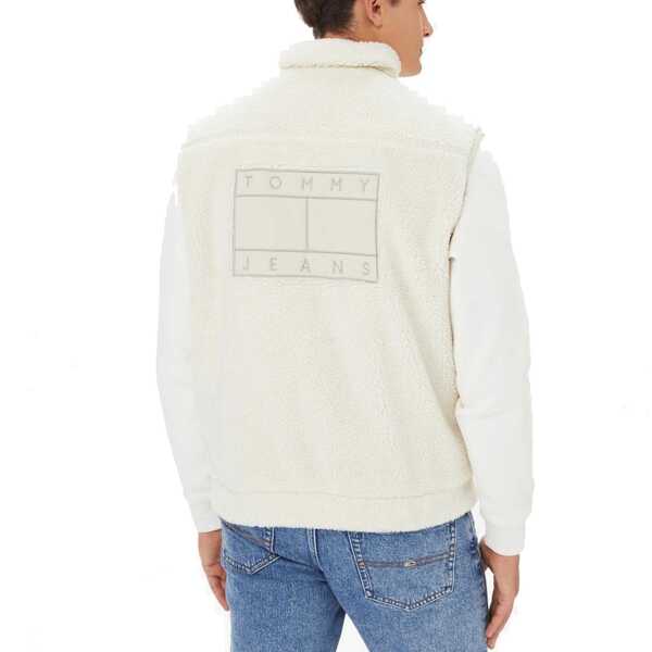 Jachete Tommy Hilfiger Tommy Jeans Mix Media Sherpa Jacket White Barbati (BM 19731828) 3